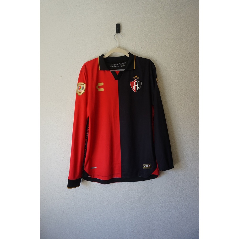 Charly Atlas FC Soccer Jersey Campeon de Campeones Liga MX Red Black Large
